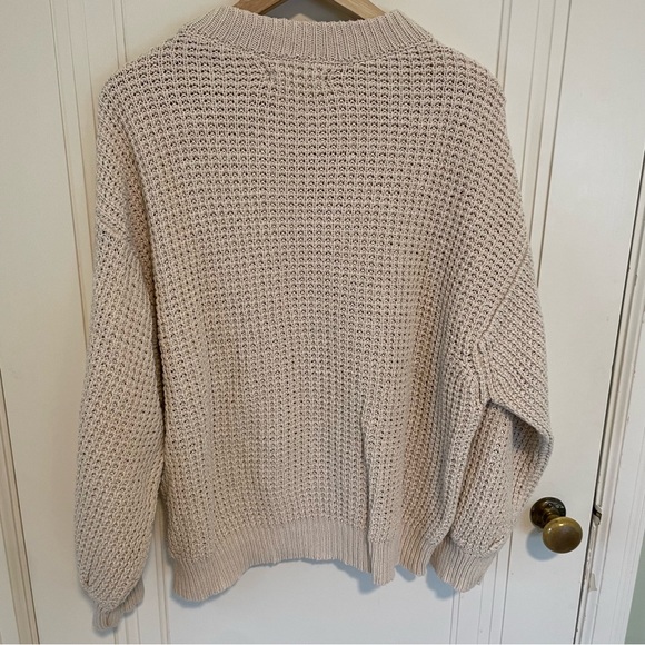 Micaela Greg Waffle Knit Sweater in Salt Cotton Linen Size Medium - Picture 7 of 8